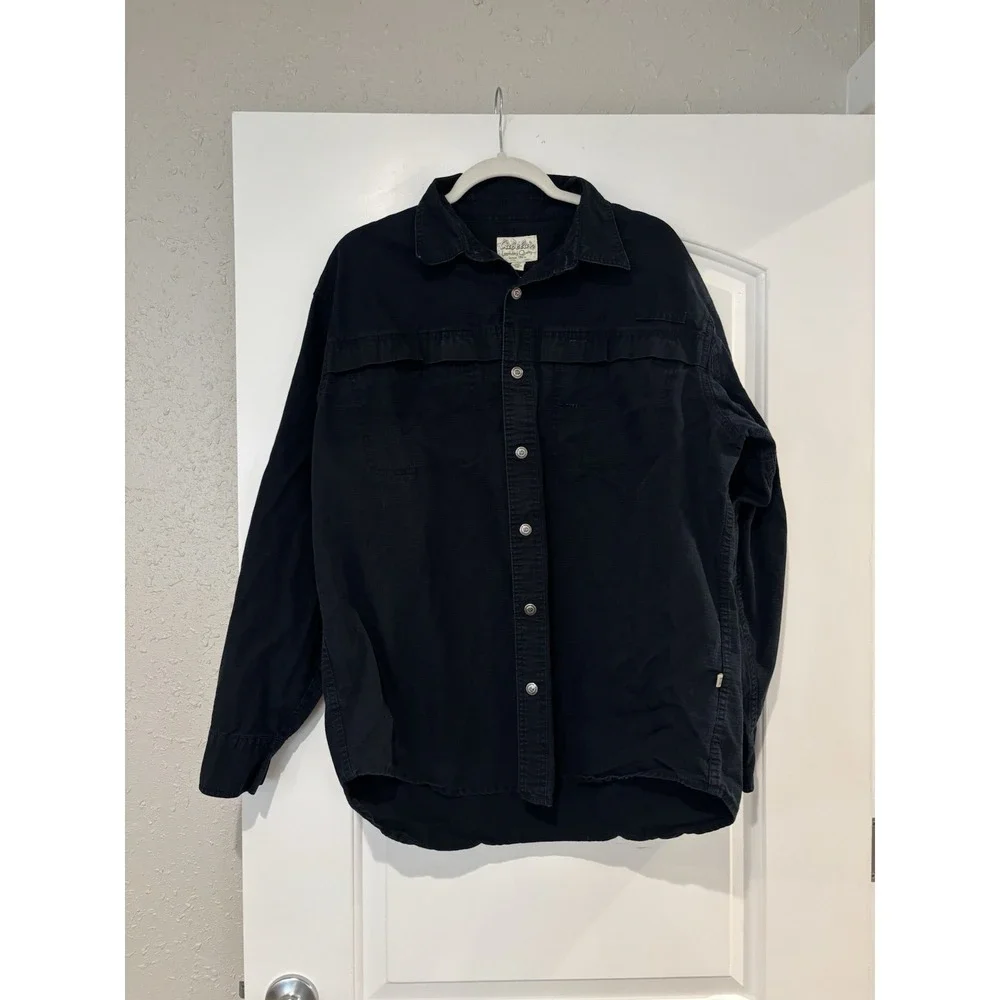 Cabelas Black Men's Buttonup‎ Shirt Long Sleeve Size Large Reg Cotton Y2K